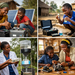 African women and girls engaged in scientific research and learning in laboratories and classrooms, representing empowerment and innovation in STEM across Africa.