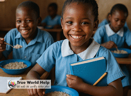 Miriam, an eight-year-old pupil from Kanyaluo Primary School